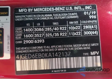 2019 Mercedes-Benz Amg Gle 43 Coupe 4Matic z USA, uszkodzony, nr VIN 4JGED6EB0KA142137